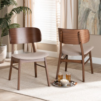 Baxton Studio WM1892B-Latte/Walnut-DC Alston Mid-Century Modern Beige Fabric Upholstered and Walnut Brown Finished Wood 2-Piece Dining Chair Seti